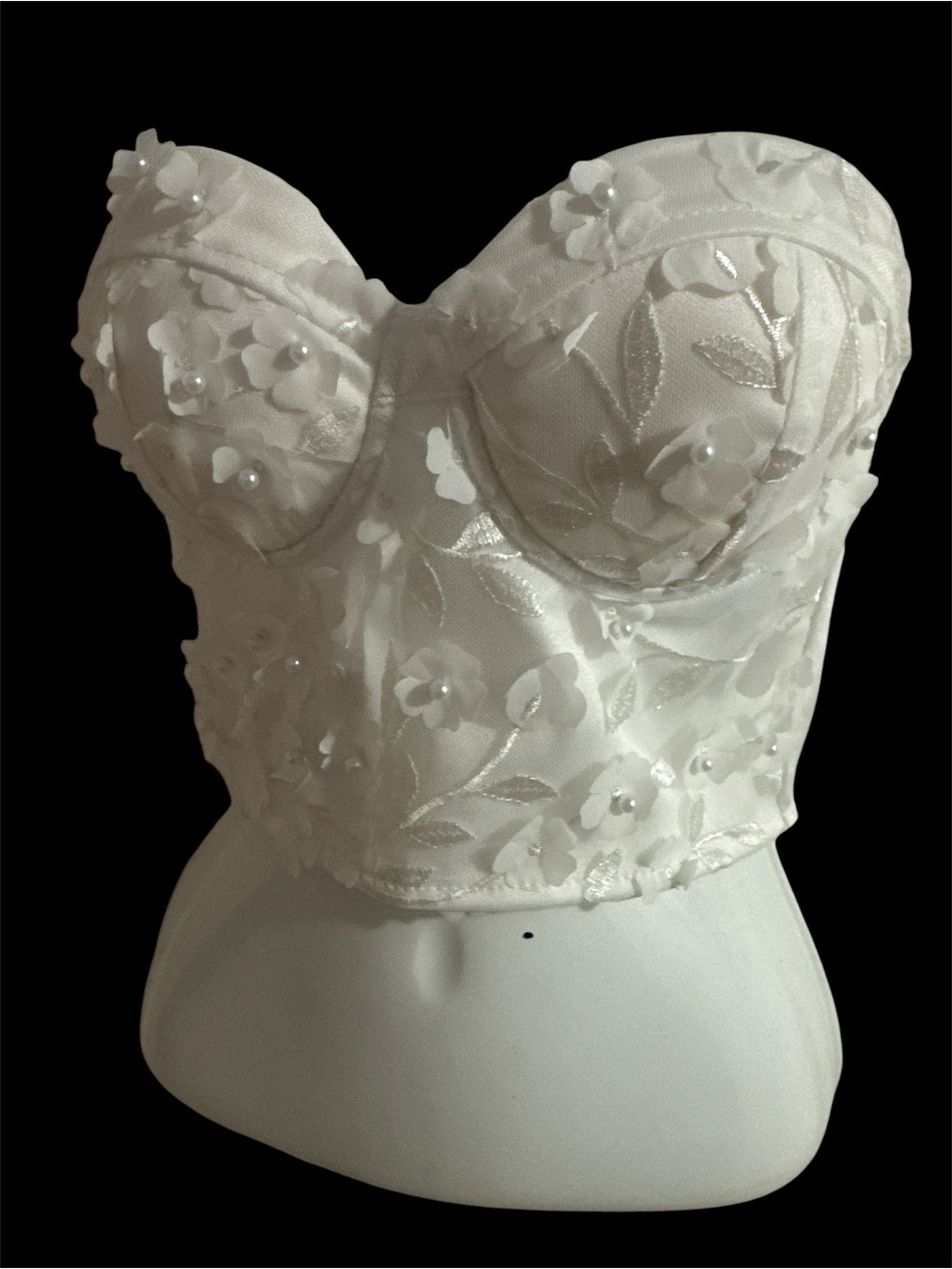 Charlotte Russe White Strapless Floral Appliqué Bustier